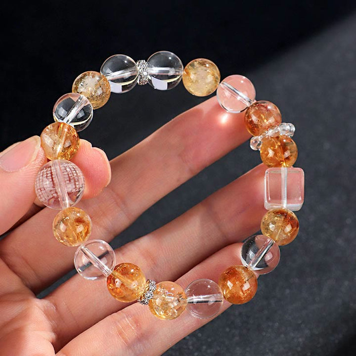 Bransoletka ochronna Buddha Stones Natural Citrine Pearl Topaz White Crystal