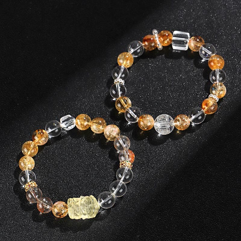 Bransoletka ochronna Buddha Stones Natural Citrine Pearl Topaz White Crystal
