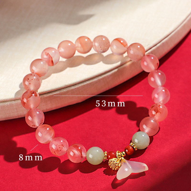Buddha Stones Południowy Czerwony Agat Motyl Orchidea Hetian Jade Bransoletka Szczęścia