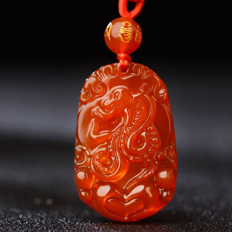 Naszyjnik z Buddha Stones, chiński znak zodiaku, czerwony agat, szczęście - image 2