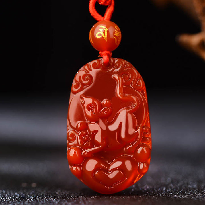 Naszyjnik z Buddha Stones, chiński znak zodiaku, czerwony agat, szczęście - Szczur - image 12