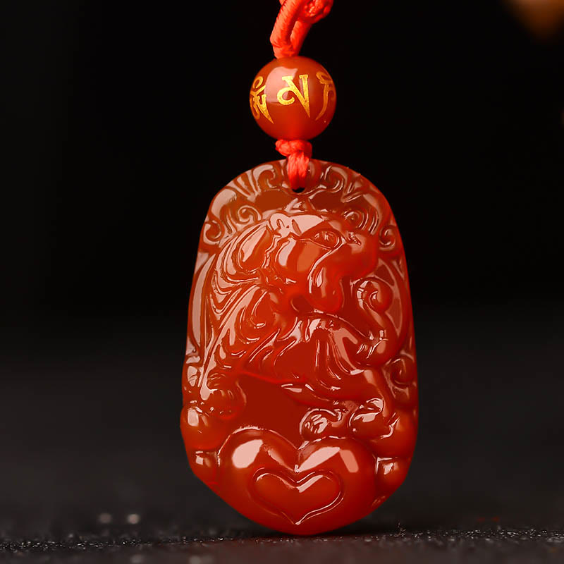 Naszyjnik z Buddha Stones, chiński znak zodiaku, czerwony agat, szczęście - Tygrys - image 14