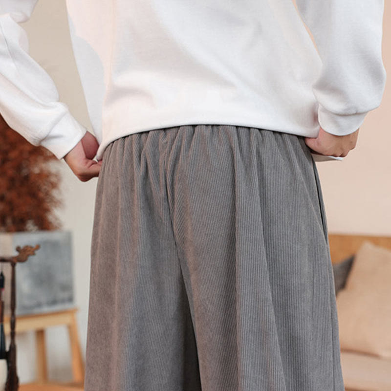 Spodnie sztruksowe męskie z kieszeniami i ściągaczem Buddha Stones na jesień i zimę - image 12