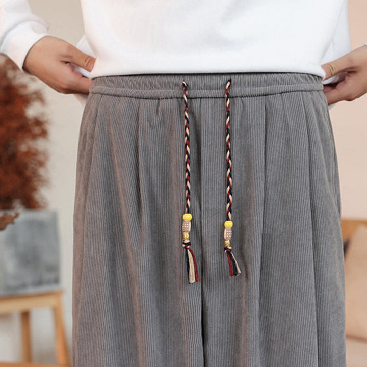 Spodnie sztruksowe męskie z kieszeniami i ściągaczem Buddha Stones na jesień i zimę - image 11