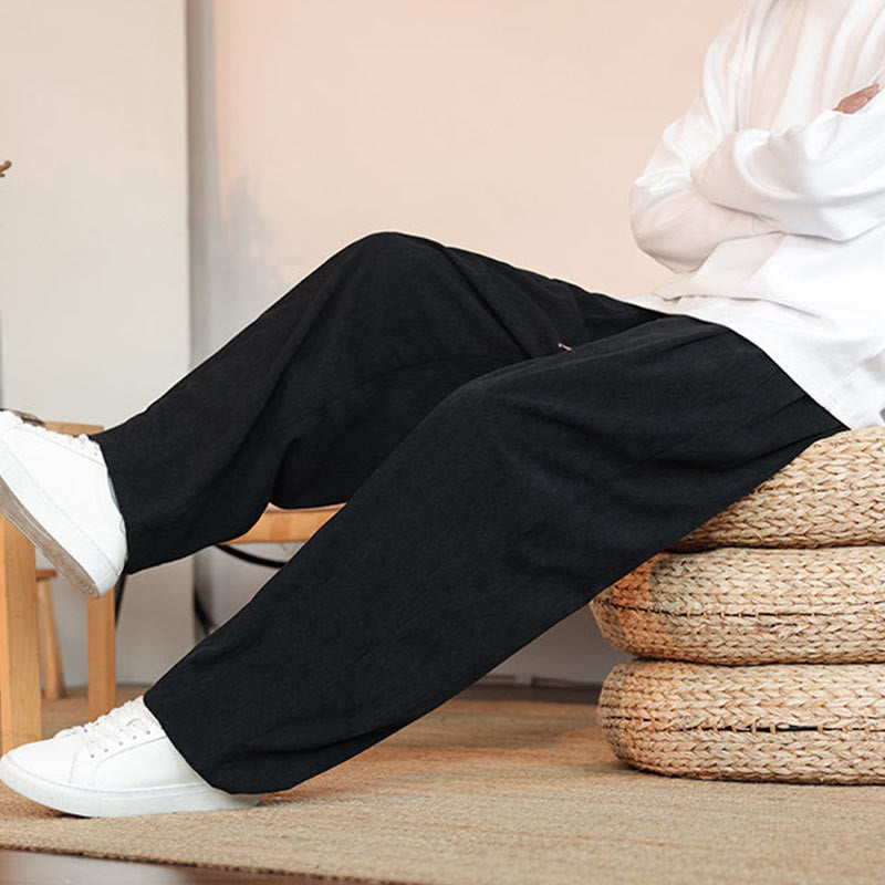 Spodnie sztruksowe męskie z kieszeniami i ściągaczem Buddha Stones na jesień i zimę - image 22