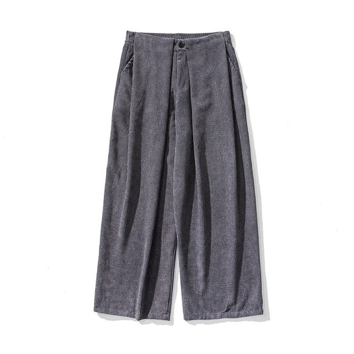 Spodnie męskie z szerokimi nogawkami i kieszeniami Buddha Stones Solid Color Cotton Corduroy - image 13