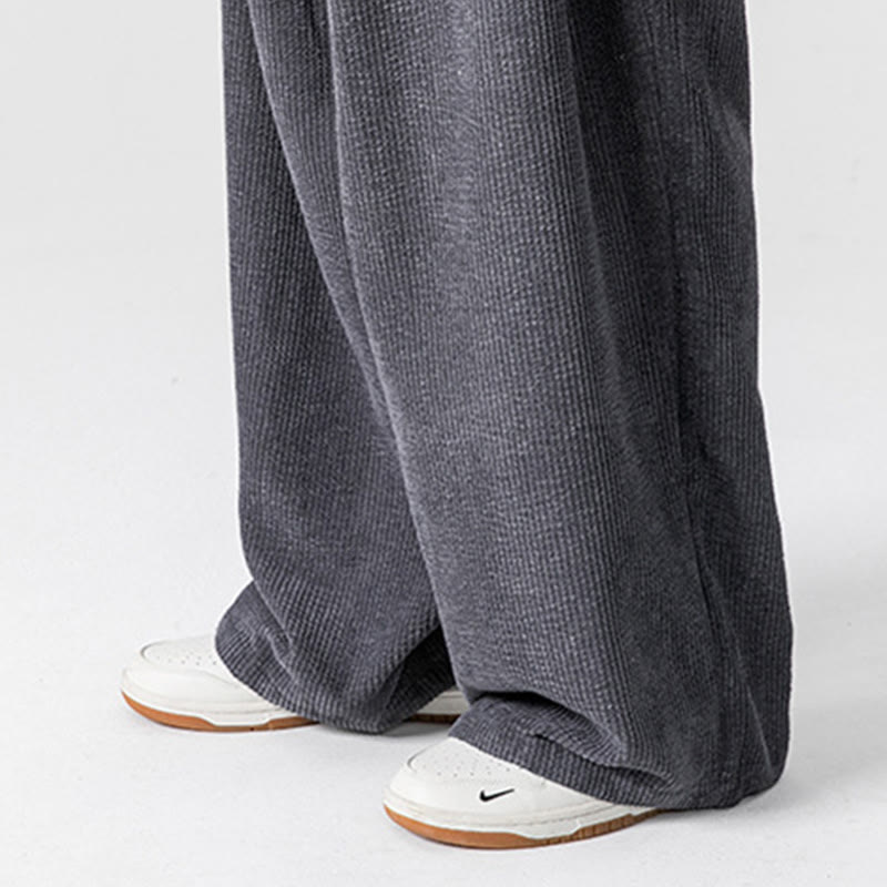 Spodnie męskie z szerokimi nogawkami i kieszeniami Buddha Stones Solid Color Cotton Corduroy - image 12