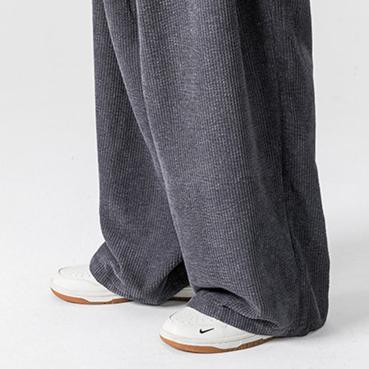 Spodnie męskie z szerokimi nogawkami i kieszeniami Buddha Stones Solid Color Cotton Corduroy - image 12