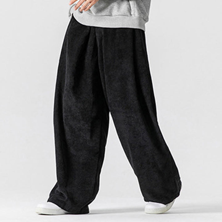Spodnie męskie z szerokimi nogawkami i kieszeniami Buddha Stones Solid Color Cotton Corduroy - image 29