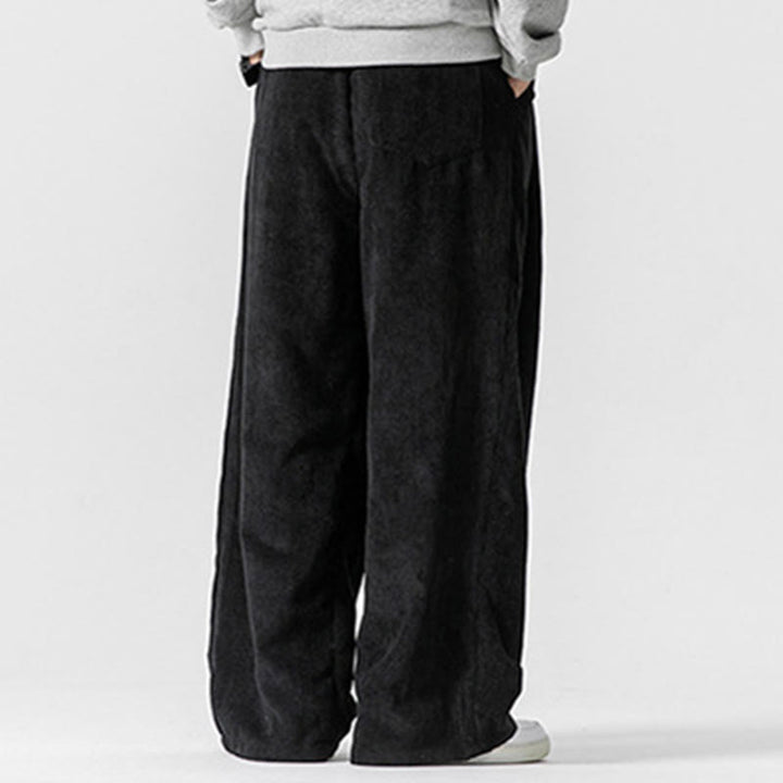 Spodnie męskie z szerokimi nogawkami i kieszeniami Buddha Stones Solid Color Cotton Corduroy - image 25