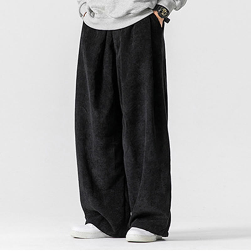 Spodnie męskie z szerokimi nogawkami i kieszeniami Buddha Stones Solid Color Cotton Corduroy - image 24