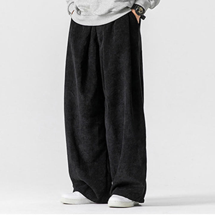 Spodnie męskie z szerokimi nogawkami i kieszeniami Buddha Stones Solid Color Cotton Corduroy - image 24