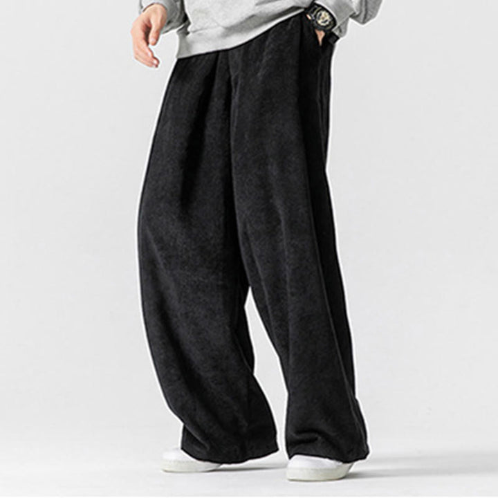 Spodnie męskie z szerokimi nogawkami i kieszeniami Buddha Stones Solid Color Cotton Corduroy - image 27