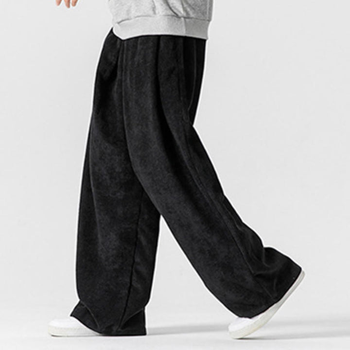 Spodnie męskie z szerokimi nogawkami i kieszeniami Buddha Stones Solid Color Cotton Corduroy - image 26
