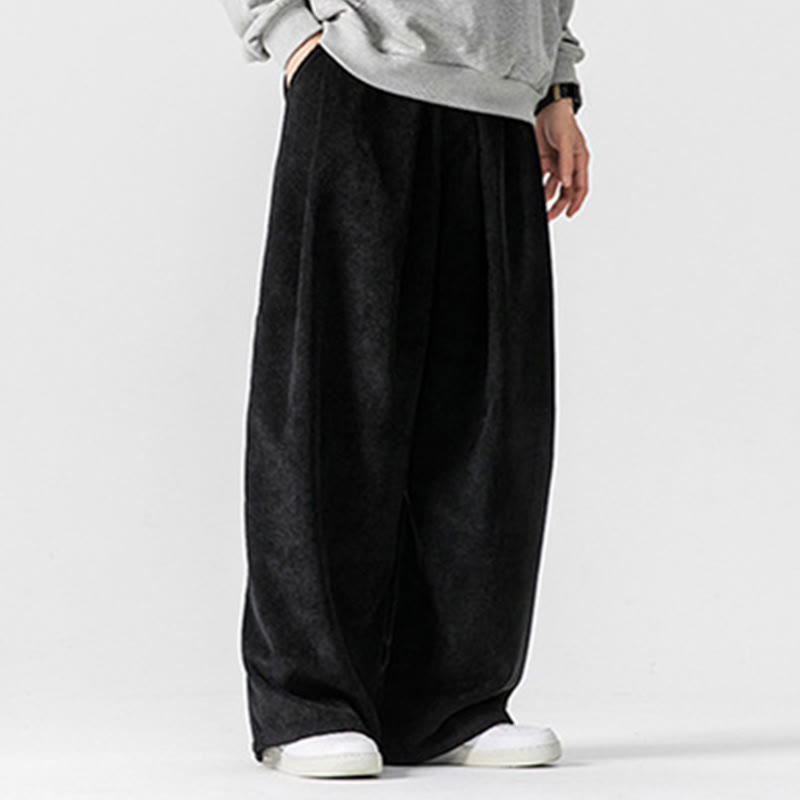 Spodnie męskie z szerokimi nogawkami i kieszeniami Buddha Stones Solid Color Cotton Corduroy - image 28