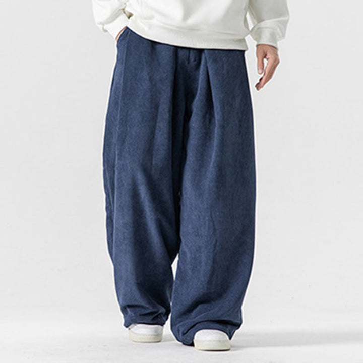Spodnie męskie z szerokimi nogawkami i kieszeniami Buddha Stones Solid Color Cotton Corduroy - image 33