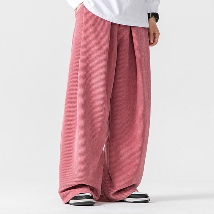 Spodnie męskie z szerokimi nogawkami i kieszeniami Buddha Stones Solid Color Cotton Corduroy - image 38