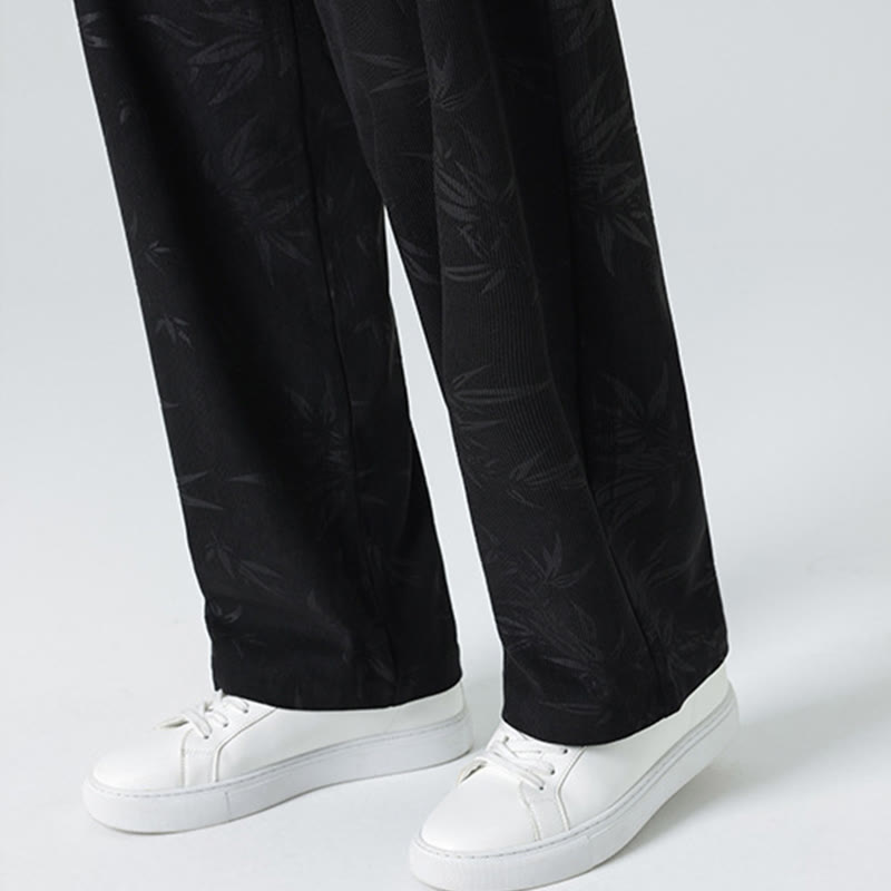 Spodnie męskie szerokie z kieszeniami i wzorem z bambusa i Buddha Stones - image 19