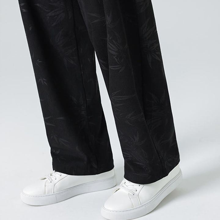 Spodnie męskie szerokie z kieszeniami i wzorem z bambusa i Buddha Stones - image 19