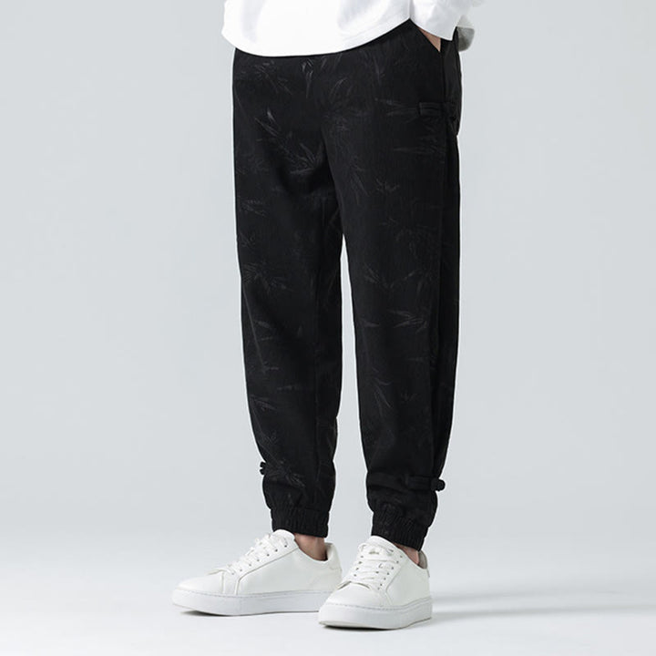 Spodnie sztruksowe męskie z kieszeniami i guzikami żaby z Buddha Stones na jesień i zimę z bambusa - image 13