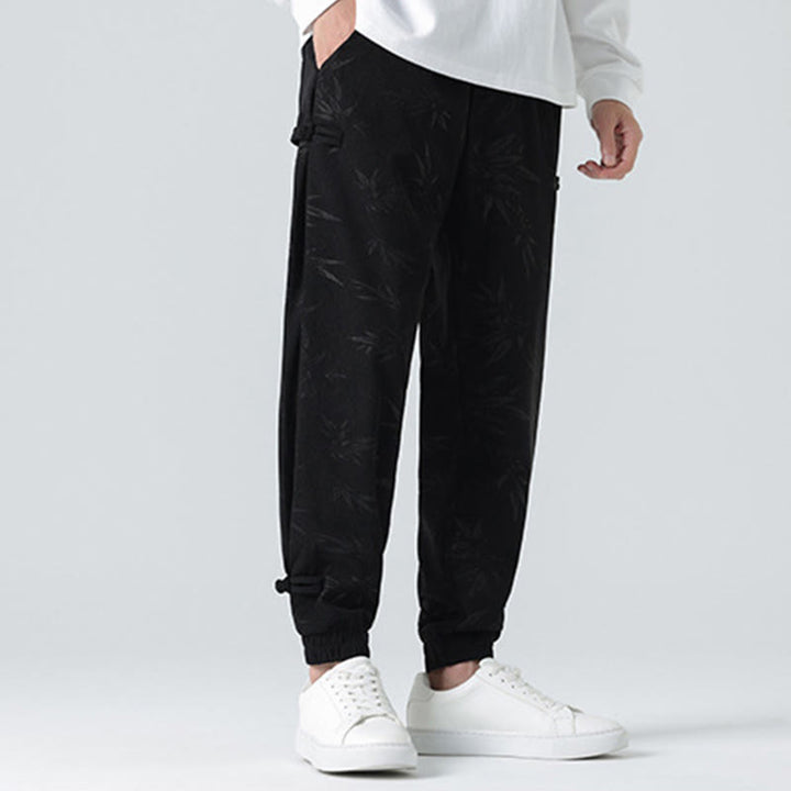 Spodnie sztruksowe męskie z kieszeniami i guzikami żaby z Buddha Stones na jesień i zimę z bambusa - image 14