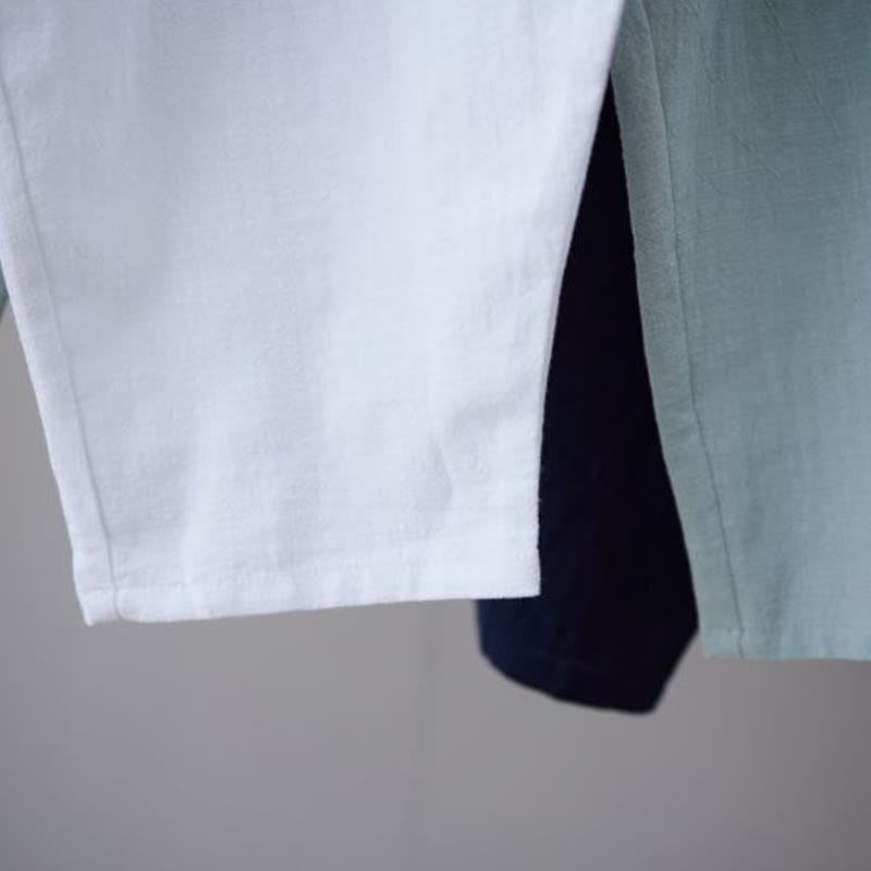 Buddha Stones Jednolity Kolor Bawełna Ramie Len Męskie Spodnie Harem Elastyczny Pas Z Kieszeniami - image 32