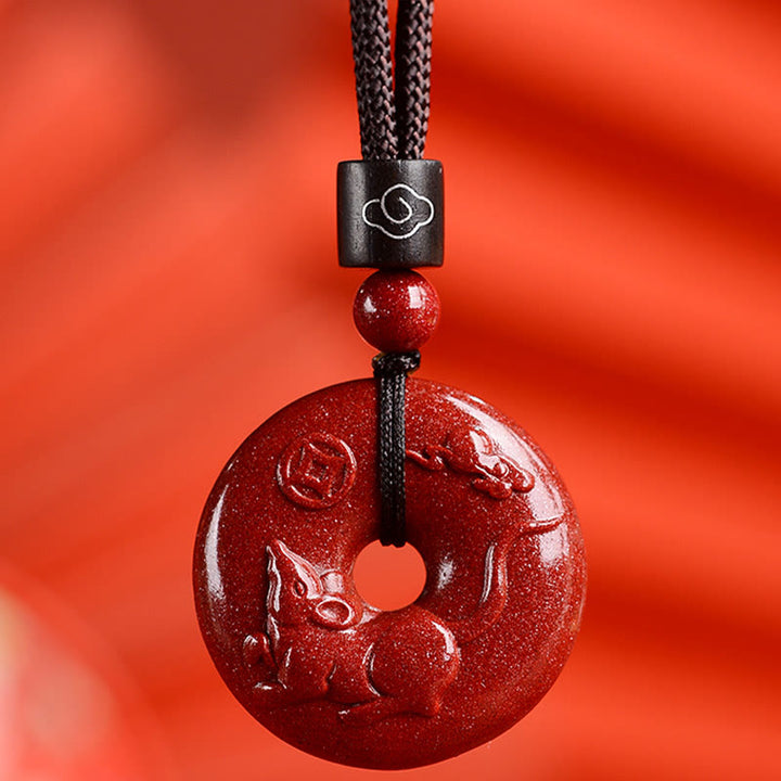 Buddha Stones Chiński Zodiak Cynober Klamra Spokoju Naszyjnik Wisiorek - Szczur - Mały 28*8mm - image 13
