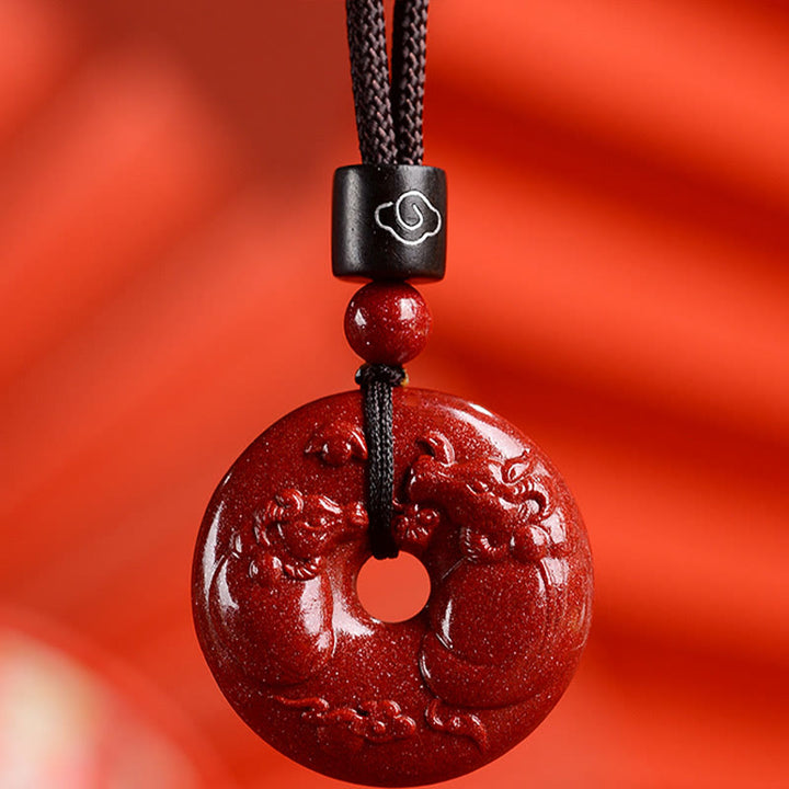 Buddha Stones Chiński Zodiak Cynober Klamra Spokoju Naszyjnik Wisiorek - Wół - Mały 28*8mm - image 15
