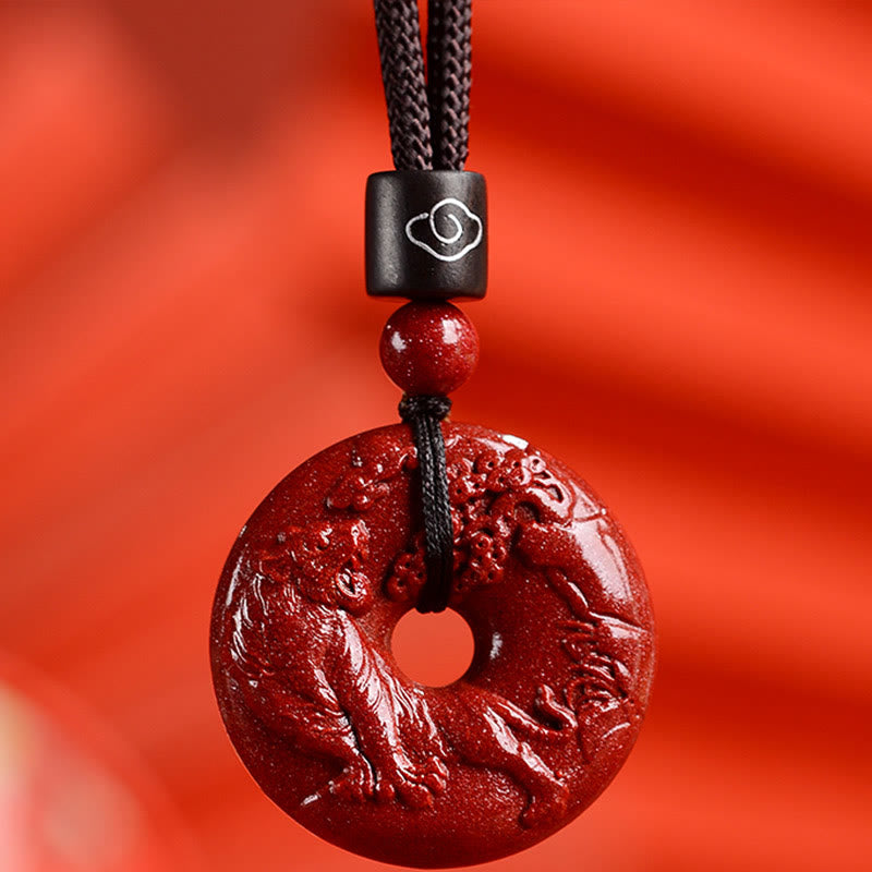 Buddha Stones Chiński Zodiak Cynober Klamra Spokoju Naszyjnik Wisiorek - Tygrys - Mały 28*8mm - image 17