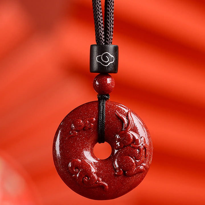 Buddha Stones Chiński Zodiak Cynober Klamra Spokoju Naszyjnik Wisiorek - Królik - Mały 28*8mm - image 19