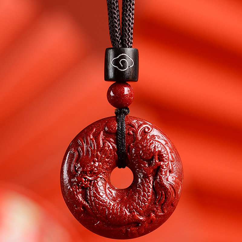 Buddha Stones Chiński Zodiak Cynober Klamra Spokoju Naszyjnik Wisiorek - Smok - Mały 28*8mm - image 22