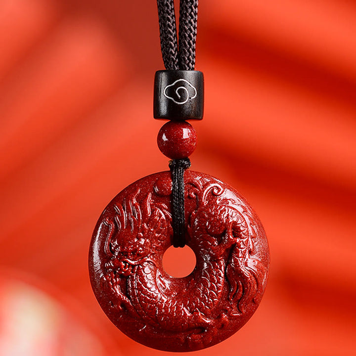 Buddha Stones Chiński Zodiak Cynober Klamra Spokoju Naszyjnik Wisiorek - Smok - Mały 28*8mm - image 22
