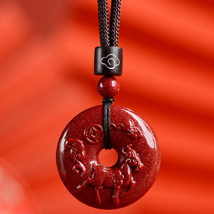 Buddha Stones Chiński Zodiak Cynober Klamra Spokoju Naszyjnik Wisiorek - Koza - Mały 28*8mm - image 28