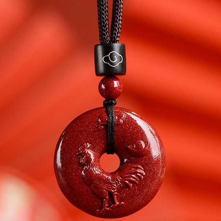 Buddha Stones Chiński Zodiak Cynober Klamra Spokoju Naszyjnik Wisiorek - Kogut - Mały 28*8mm - image 32
