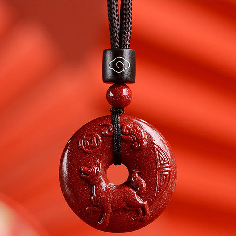 Buddha Stones Chiński Zodiak Cynober Klamra Spokoju Naszyjnik Wisiorek - Pies - Mały 28*8mm - image 34