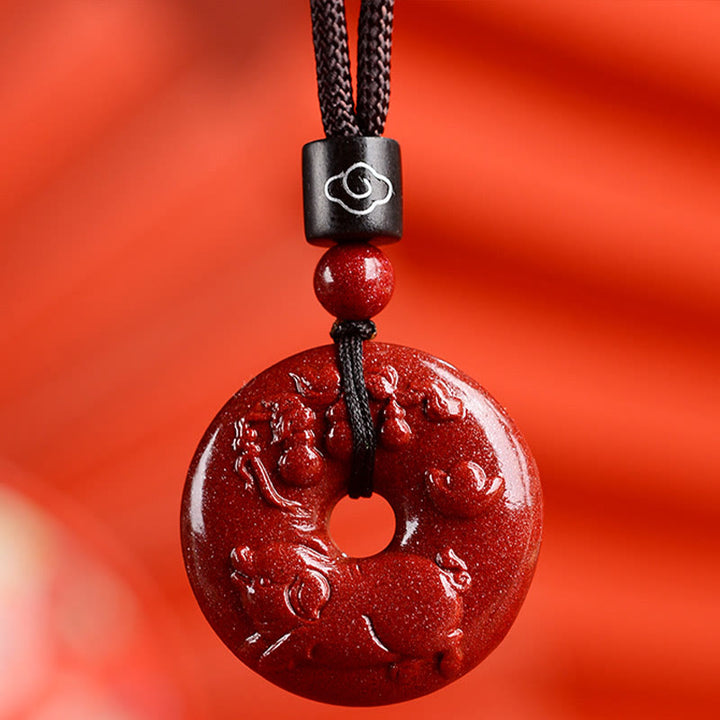 Buddha Stones Chiński Zodiak Cynober Klamra Spokoju Naszyjnik Wisiorek - Świnia - Mały 28*8mm - image 36
