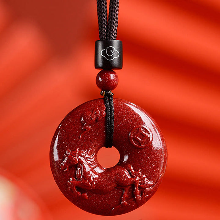 Buddha Stones Chiński Zodiak Cynober Klamra Spokoju Naszyjnik Wisiorek - Koń - Średni 32*9mm - image 27