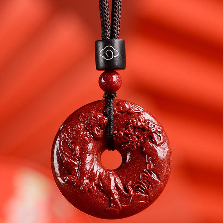 Buddha Stones Chiński Zodiak Cynober Klamra Spokoju Naszyjnik Wisiorek - Tygrys - Średni 32*9mm - image 18
