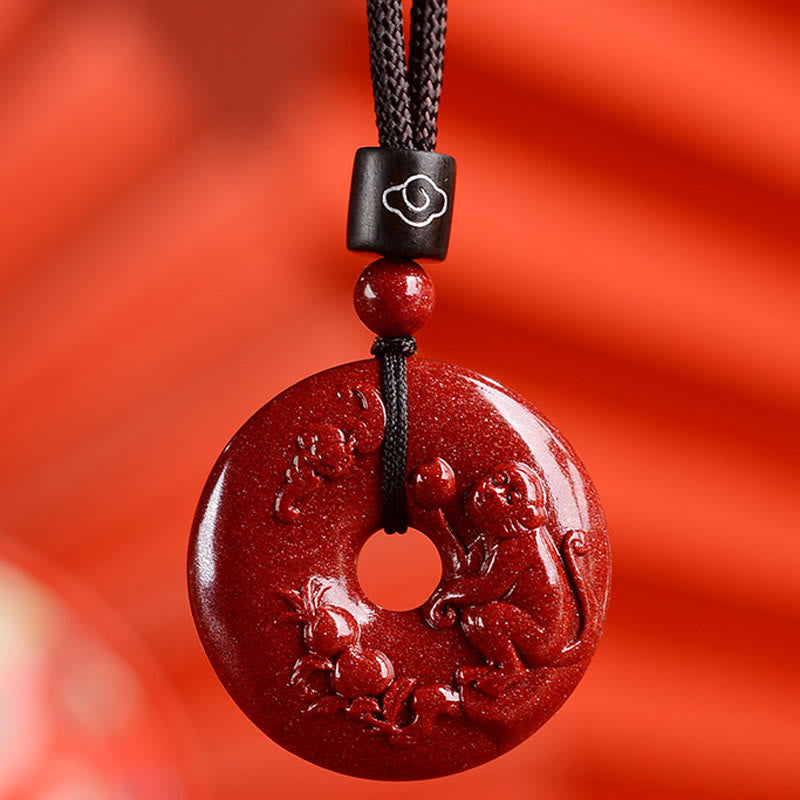 Buddha Stones Chiński Zodiak Cynober Klamra Spokoju Naszyjnik Wisiorek - Małpa - Średni 32*9mm - image 31