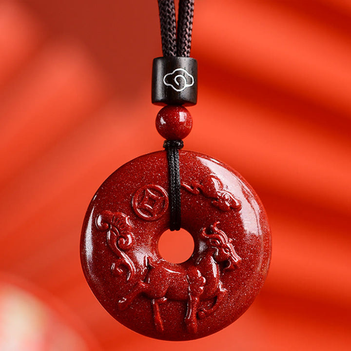 Buddha Stones Chiński Zodiak Cynober Klamra Spokoju Naszyjnik Wisiorek - Koza - Średni 32*9mm - image 29