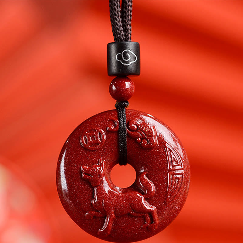 Buddha Stones Chiński Zodiak Cynober Klamra Spokoju Naszyjnik Wisiorek - Pies - Średni 32*9mm - image 35