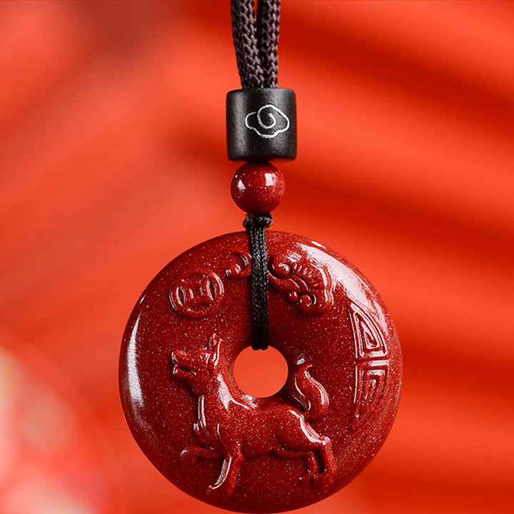Buddha Stones Chiński Zodiak Cynober Klamra Spokoju Naszyjnik Wisiorek - Pies - Średni 32*9mm - image 35