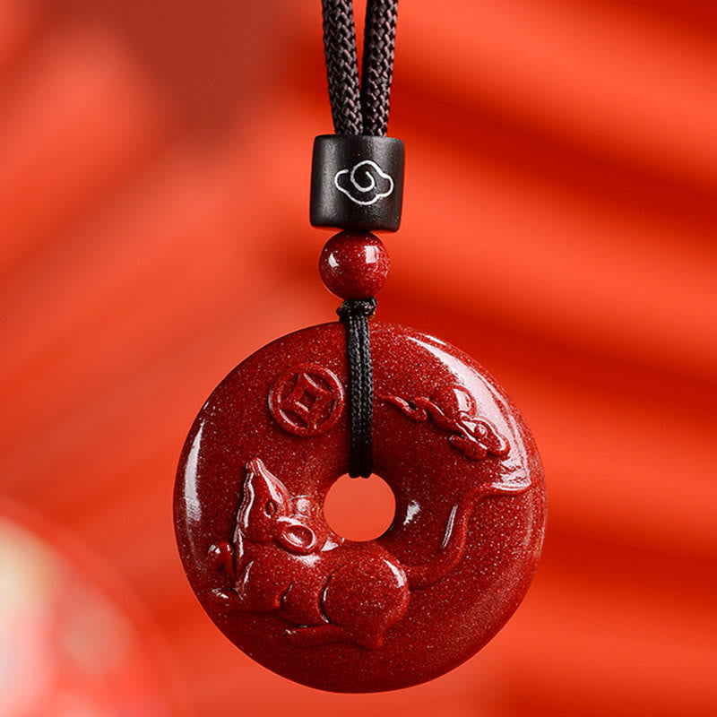 Buddha Stones Chiński Zodiak Cynober Klamra Spokoju Naszyjnik Wisiorek - Szczur - Średni 32*9mm - image 14