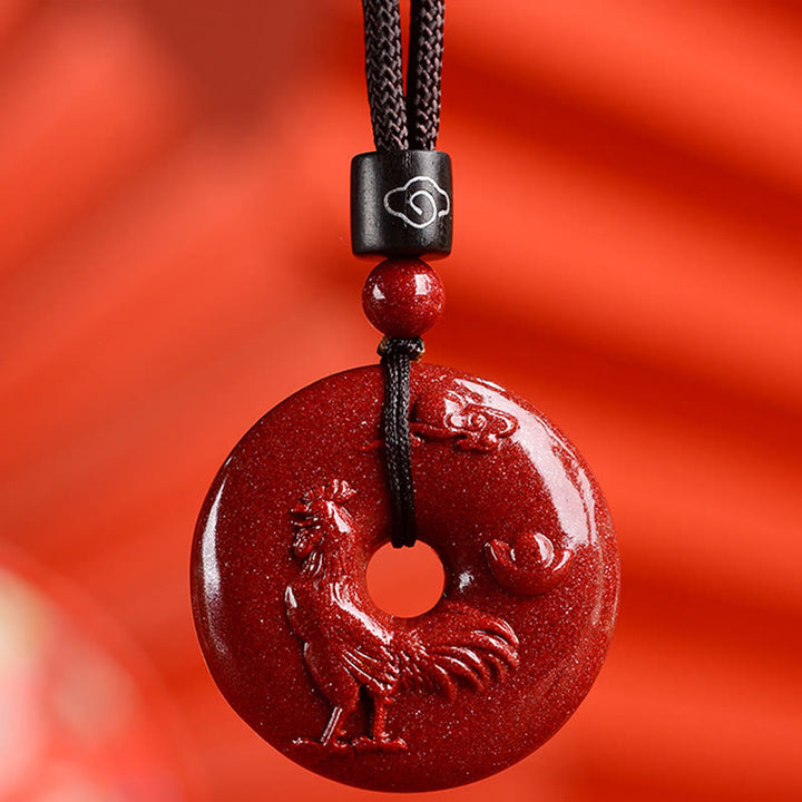 Buddha Stones Chiński Zodiak Cynober Klamra Spokoju Naszyjnik Wisiorek - Kogut - Średni 32*9mm - image 33