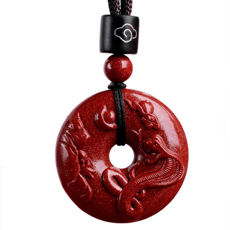 Buddha Stones Chiński Zodiak Cynober Klamra Spokoju Naszyjnik Wisiorek - image 7