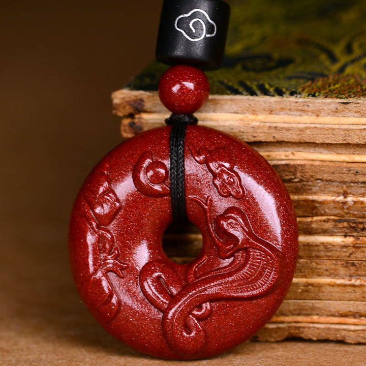 Buddha Stones Chiński Zodiak Cynober Klamra Spokoju Naszyjnik Wisiorek - image 4