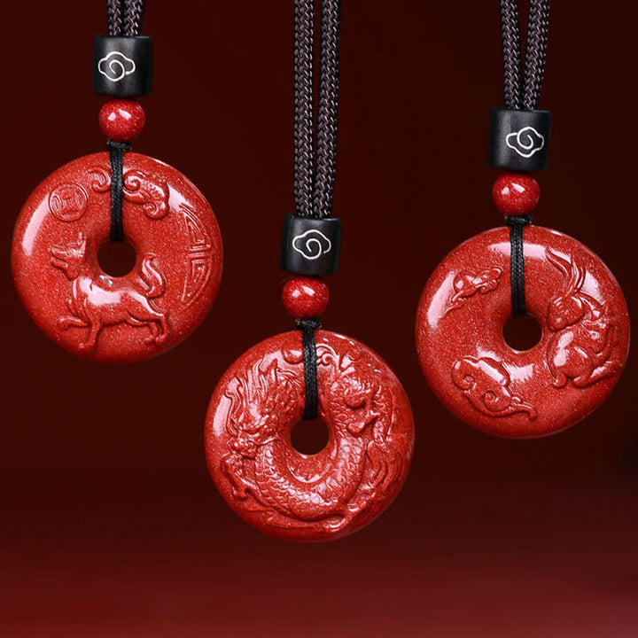 Buddha Stones Chiński Zodiak Cynober Klamra Spokoju Naszyjnik Wisiorek - image 39