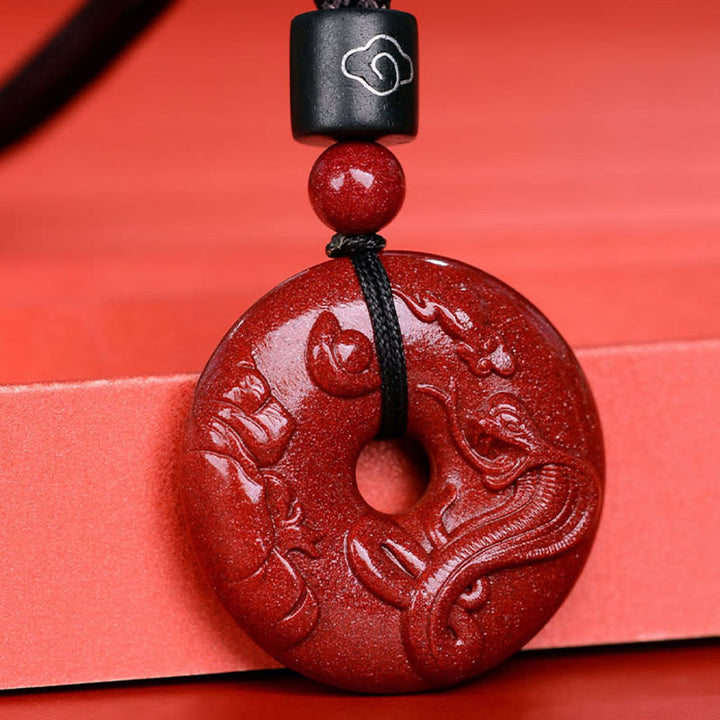Buddha Stones Chiński Zodiak Cynober Klamra Spokoju Naszyjnik Wisiorek - image 2