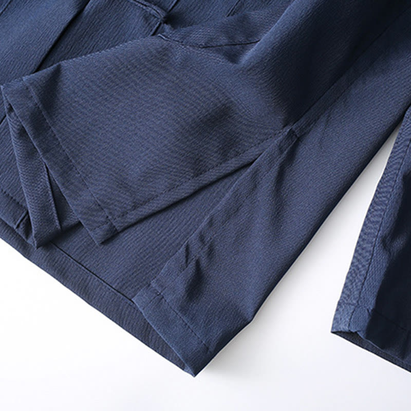 Buddha Stones 2-częściowy Tang Suit Tradycyjny Żabkowy Guzik Męski Długi Rękaw Koszula Spodnie Odzież Zestaw - image 6