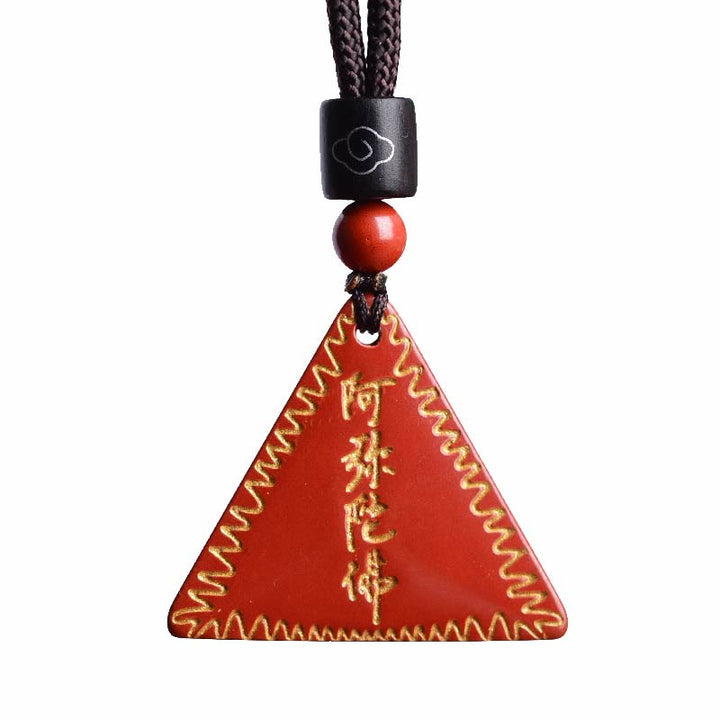 Buddha Stones Cynober Amitabha Spokojny Naszyjnik Wisiorek